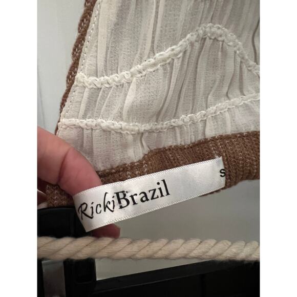 Ricki Brazil Bamboo Rope Tie Bikini Top Brown S Sexy Club Wear Resort Knit Party - Picture 4 of 10